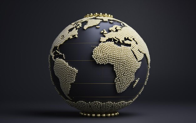 Photo globe earth africa formed with pearls