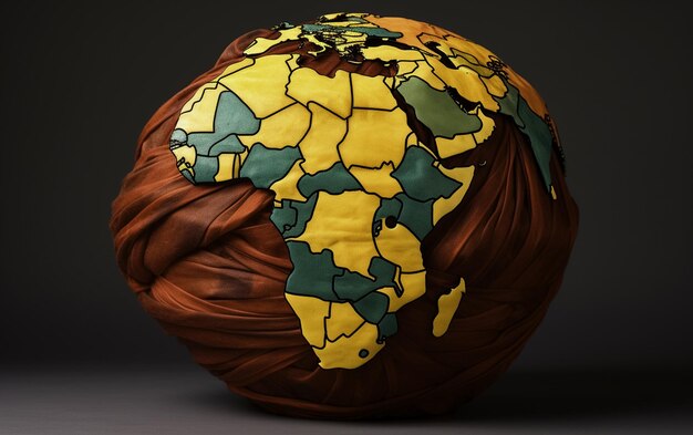 Photo globe earth africa formed with silk