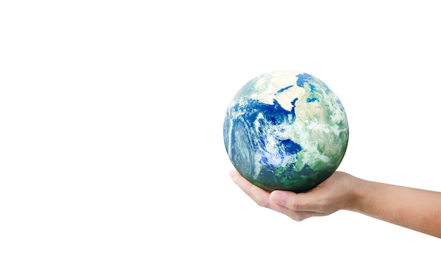 Globe ,earth in human hand. Earth image provided by Nasa