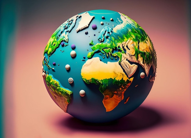 Globe of earth with water