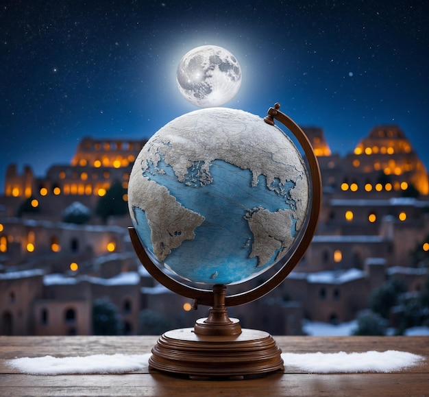 Globe en Rome bij nacht Elementen van deze afbeelding geleverd door NASA