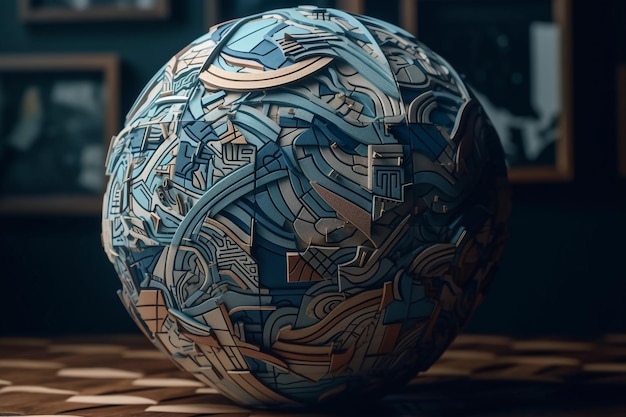 A globe from abstract shapes and lines digital art illustration