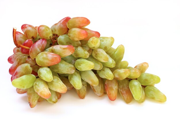 Globe of green grapes isolated close up