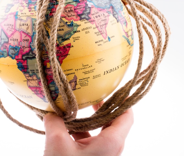 Photo globe hanging in rope