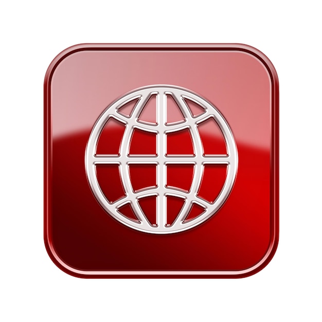 Photo globe icon glossy red