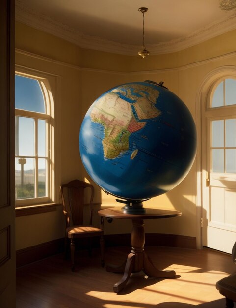 Globe inside room photography