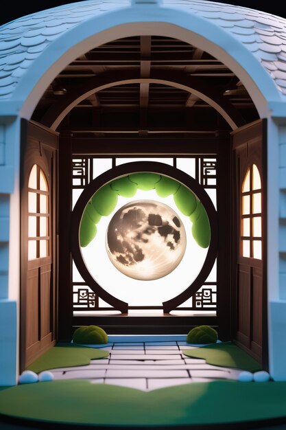 a globe is on a window sill with a green and blue background.