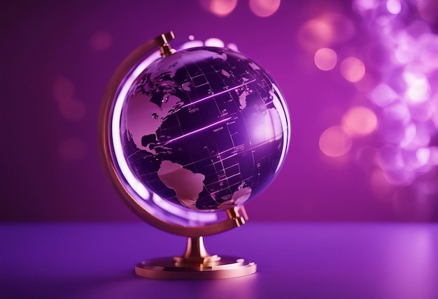 Globe isolated on a purple background