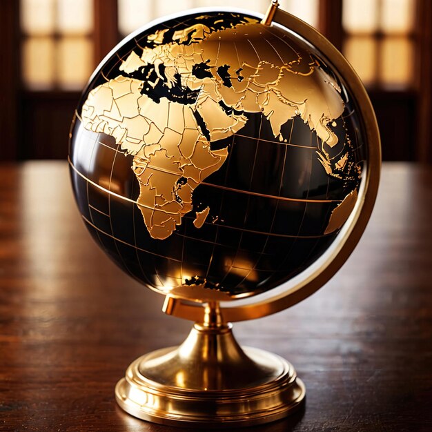 Photo globe made of gold showing luxury premium international experience