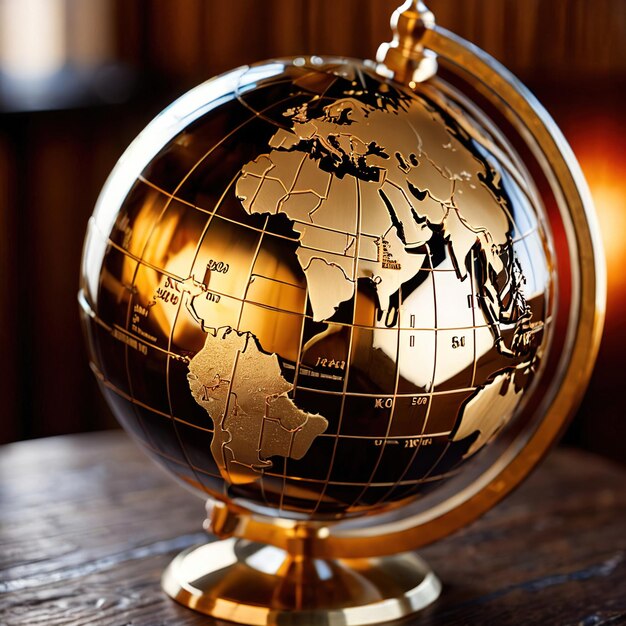 Globe made of gold showing luxury premium international experience