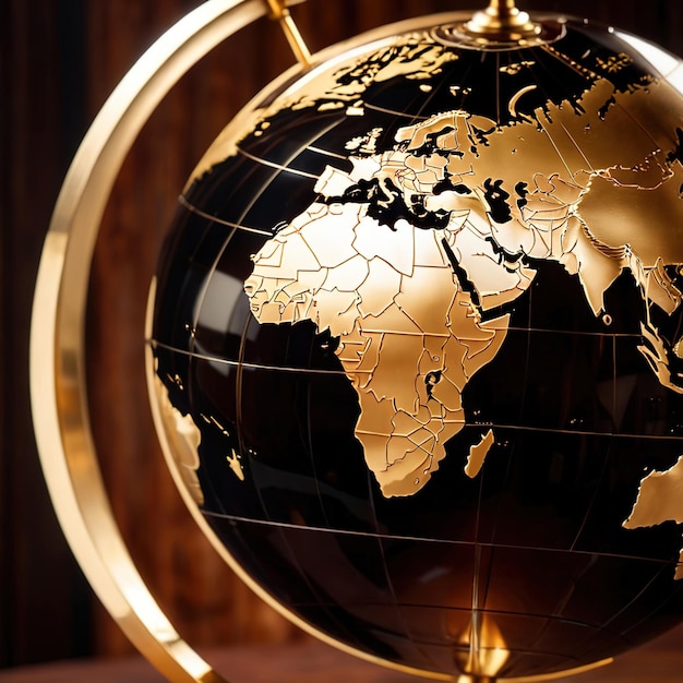 Globe made of gold showing luxury premium international experience