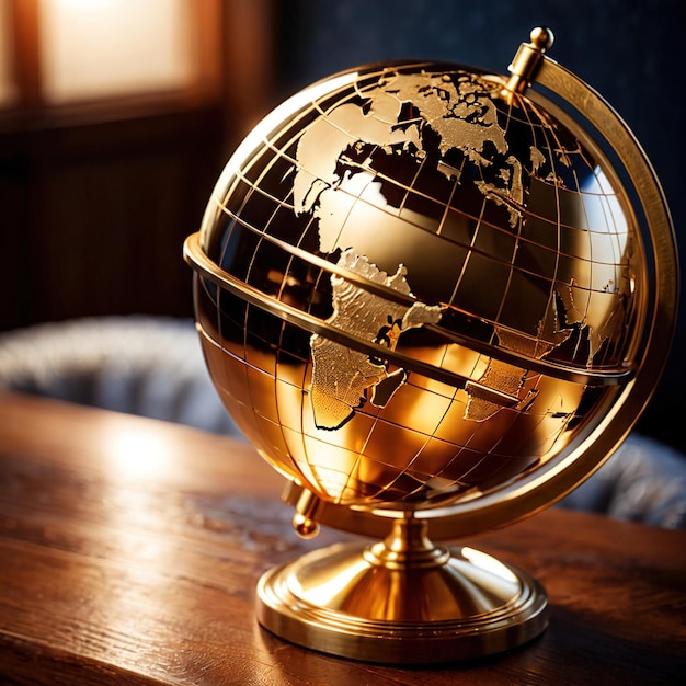 Photo globe made of gold showing luxury premium international experience