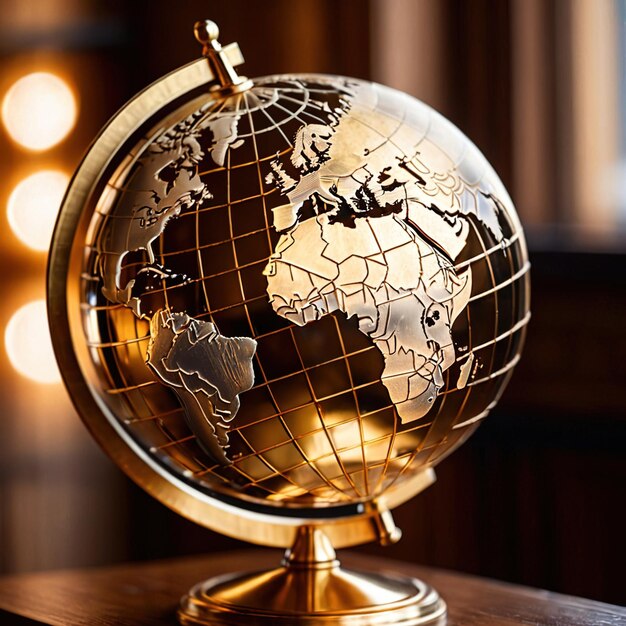 Globe made of gold showing luxury premium international experience