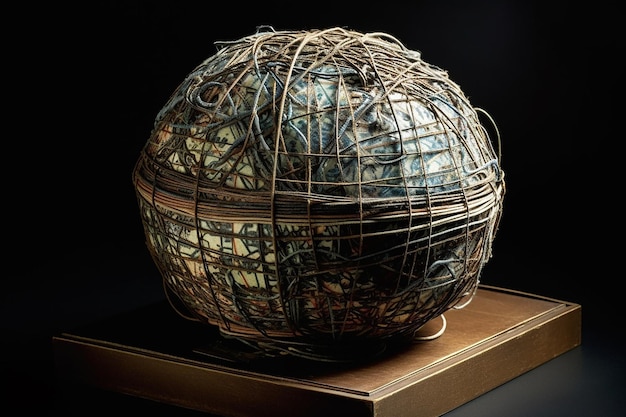 Globe Made of Wires Inside a Box