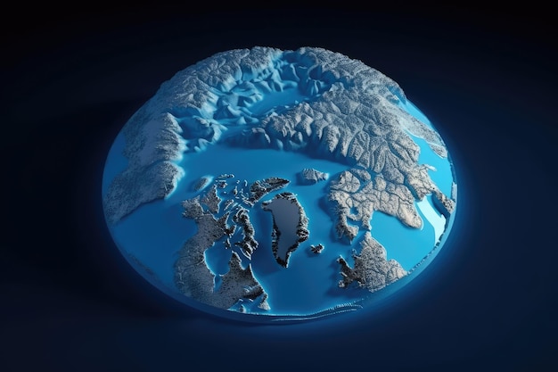 Globe model in blue and white colors Generative AI