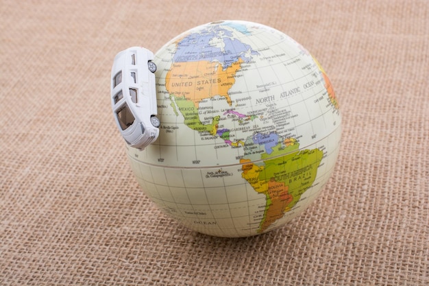 Photo globe placed on canvas background