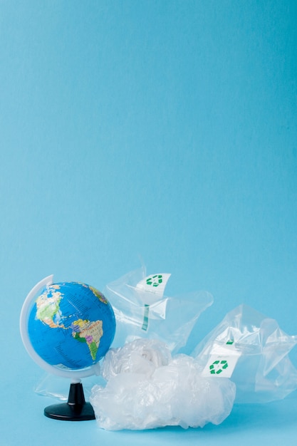 Photo globe and plastic bag out of the globe