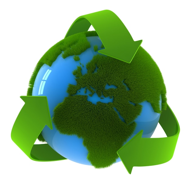 Photo globe and recycle symbol