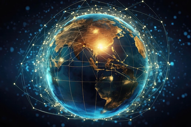 globe surrounded by blockchain nodes and data flows what is blockchain impact of blockchain on the globe data flows and nodes decentralization benefits
