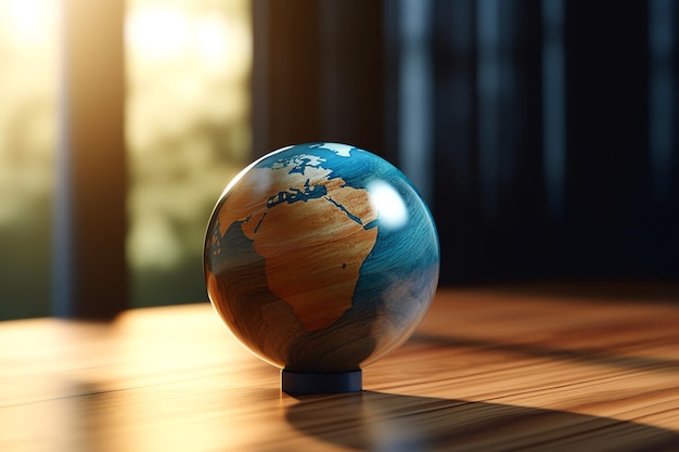 A globe on a table with the word africa on it