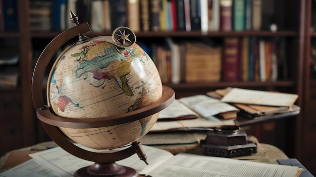 Globe on teacher table