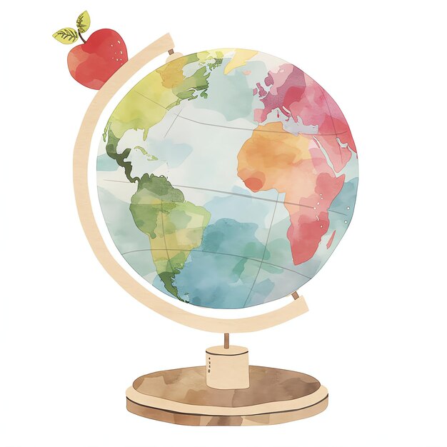 globe with apple illustration
