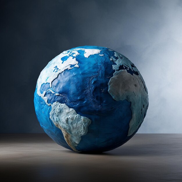 A globe with a blue background and a black background