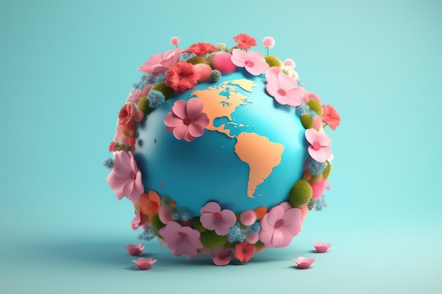 A globe with flowers on it