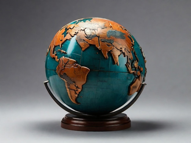 a globe with a globe that has a map of the world on it