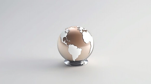 A globe with a gold colored base and a silver base.