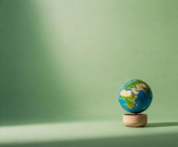 Foto un globo con uno sfondo verde e un'ombra sulla parete