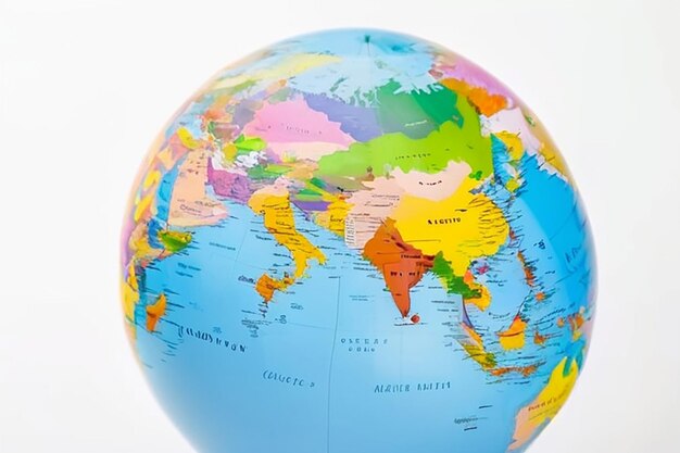 Фото Карта земного шара с многочисленными континентами и странами, выделенными на белом фоне