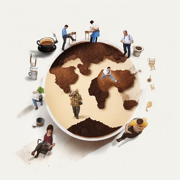 a globe with people around it and a globe with a world map on it.