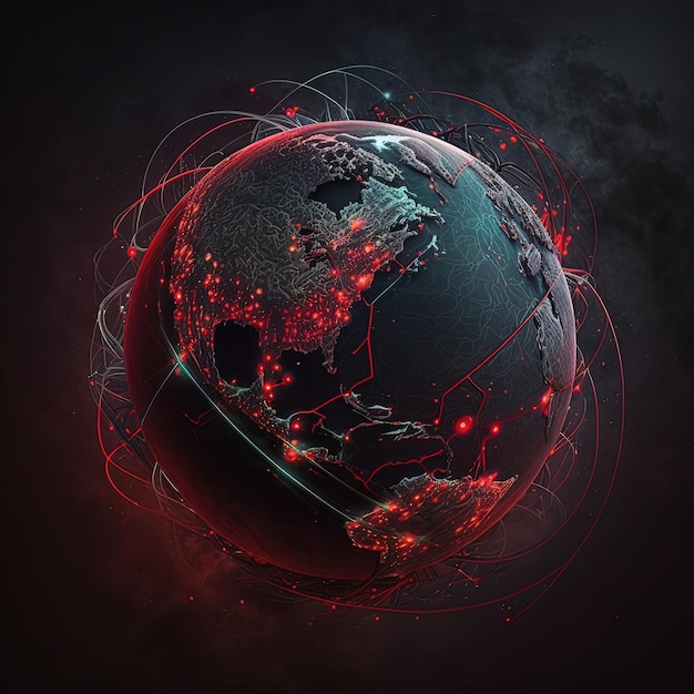 A globe with a red light and the word europe on it