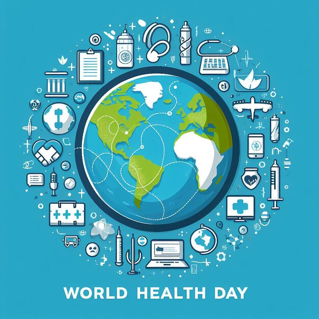 Globe with word world health day