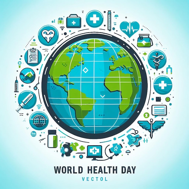 Globe with word world health day