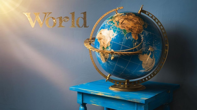 a globe with the word world on it