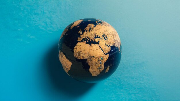 a globe with a world on it and a blue background