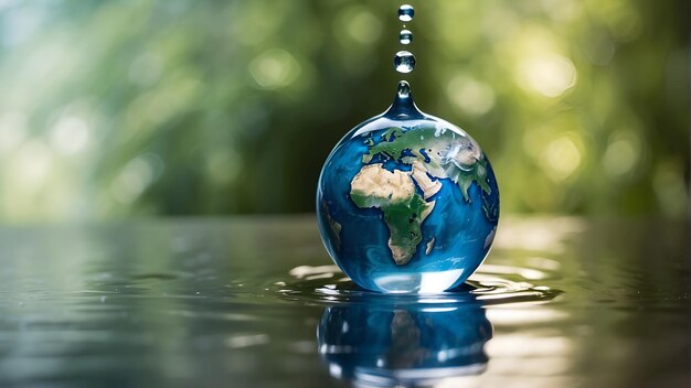 Photo a globe with the world on it and the word world on it harmony in a drop celebrating world water day