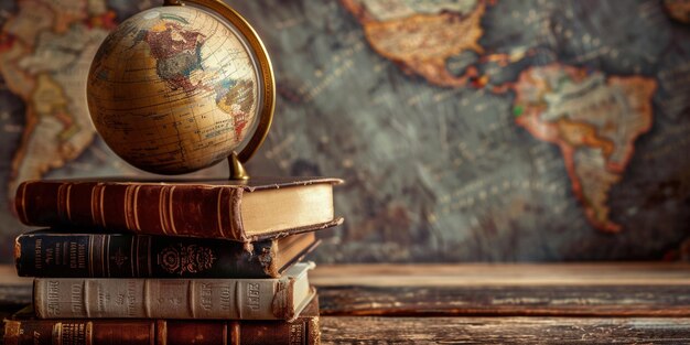 Photo a globe with a world map on the background