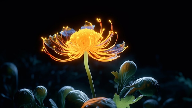 Photo globeflower flower realistic neon color ai generated image