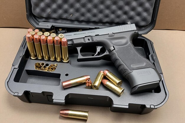 Glock 17 9mm Handgun with ammo box