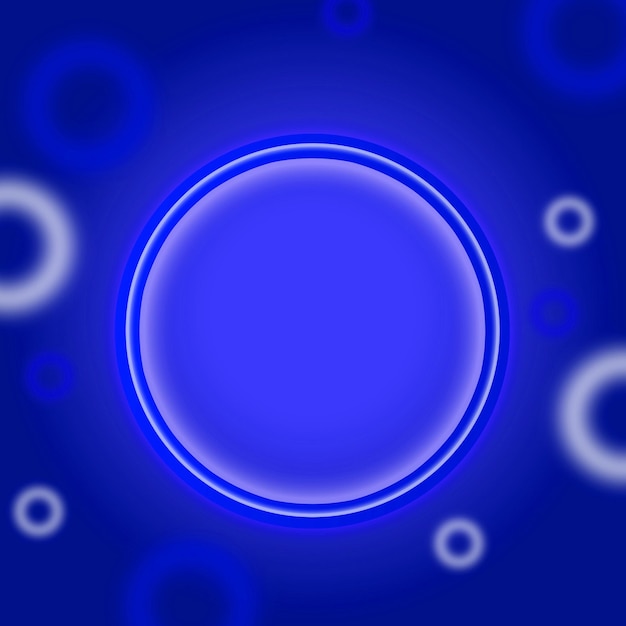 Foto gloed in de donkere cirkel blauwe achtergrond blauwe licht neon achtergrond kopie ruimte vierkant