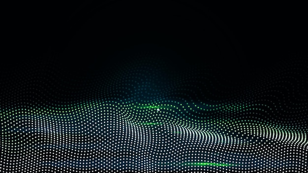 Gloed witte groene kleur abstracte golf stippen deeltjes illustratie achtergrond