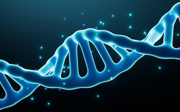 Gloeiend DNA met deeltjes 3D-rendering