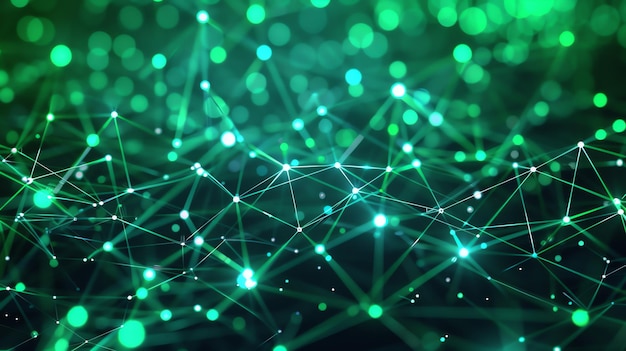Gloeiend groen neurale netwerk Kunstmatige intelligentie Plexus 3D-rendering