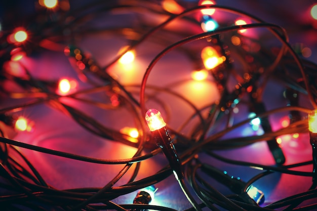 Gloeiende kerstverlichting, close-up