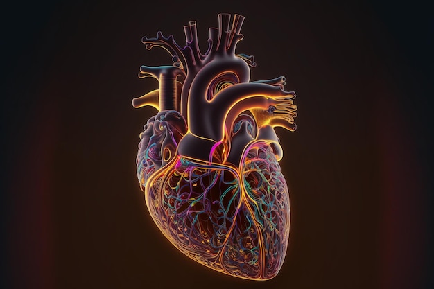 Gloeiende lijnen in het menselijk hart.