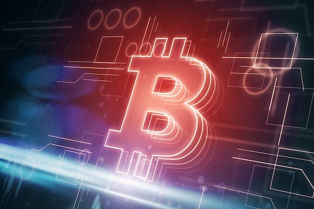 Gloeiende rode bitcoin achtergrond