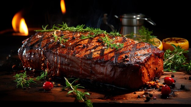 Gloeiende Vlammen Van Gegrilde Char Steak Klaar Om Te Eten